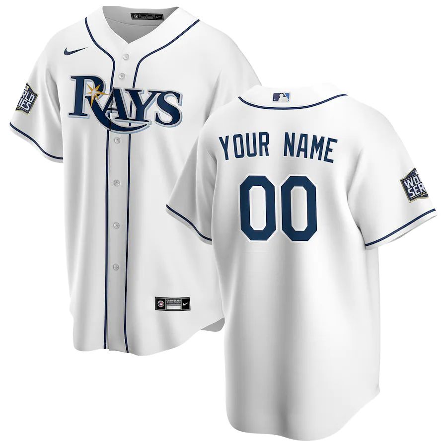 Mens Tampa Bay Rays Nike White 2020 World Series Bound Custom Replica MLB Jerseys->customized mlb jersey->Custom Jersey